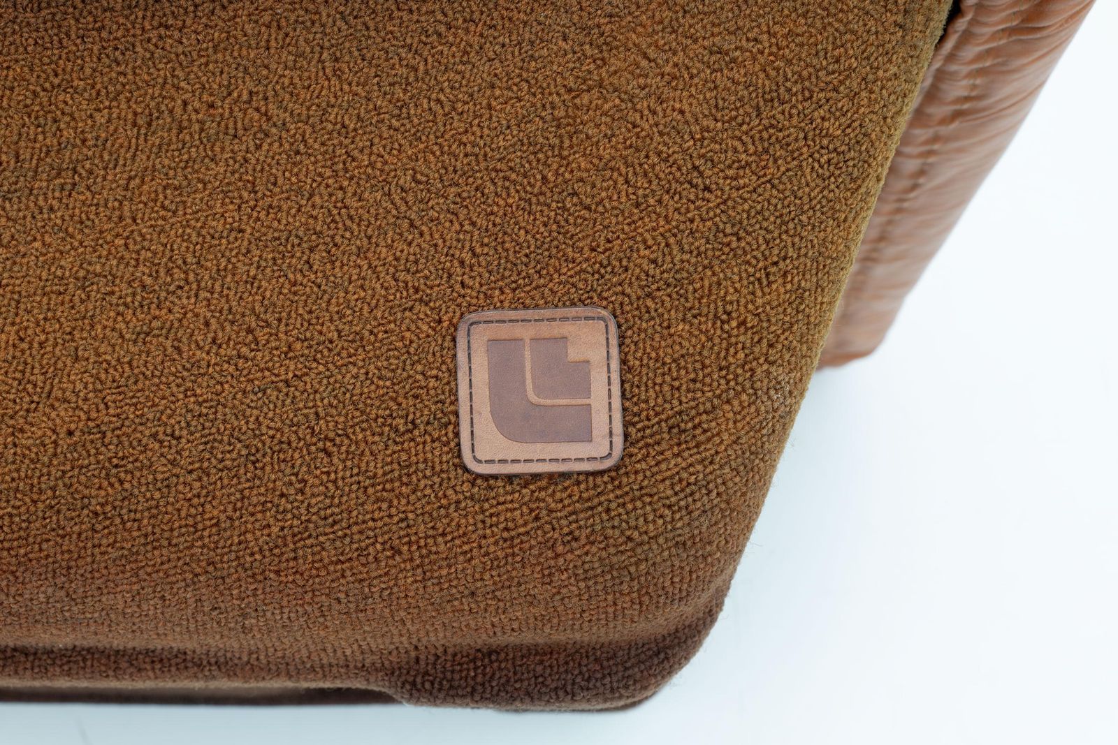 photo for sale Pair Of Lev & Lev Mid Century Modern Fiberglass Frame Leather Armchairs