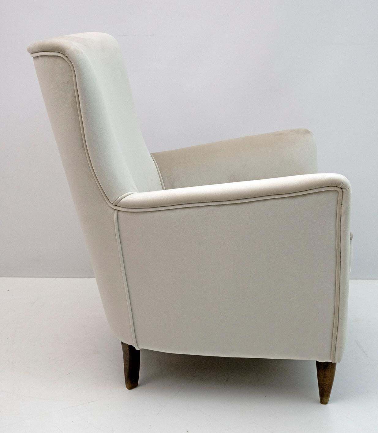 Pair Of Gio Ponti Style Mid Century Modern Italian Velvet Armchairs For Isa, 50s photo buy