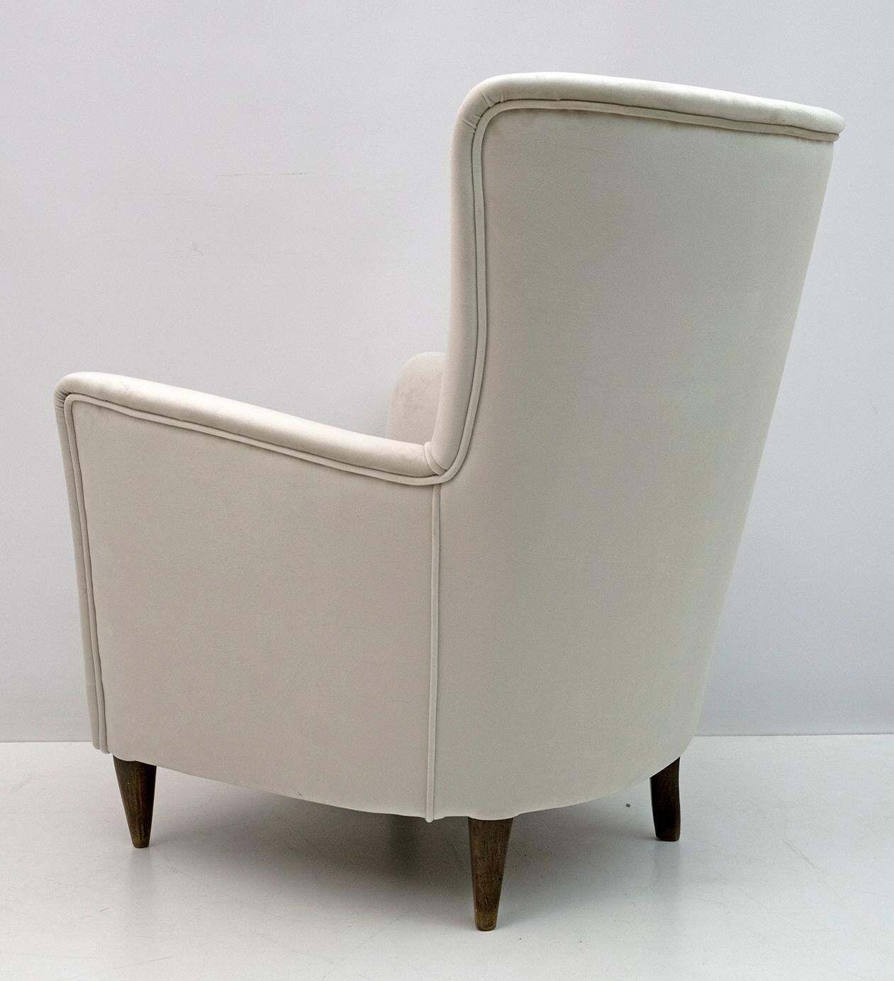 photo for sale Pair Of Gio Ponti Style Mid Century Modern Italian Velvet Armchairs For Isa, 50s