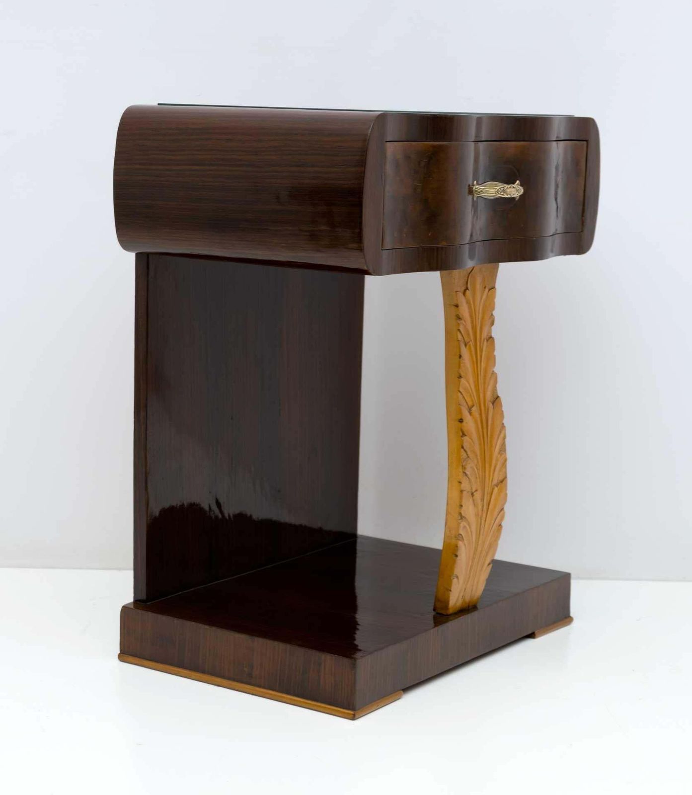 Pair Of Art Deco Italian Walnut Briar And Maple Bedside Tables, 1920s photo buy