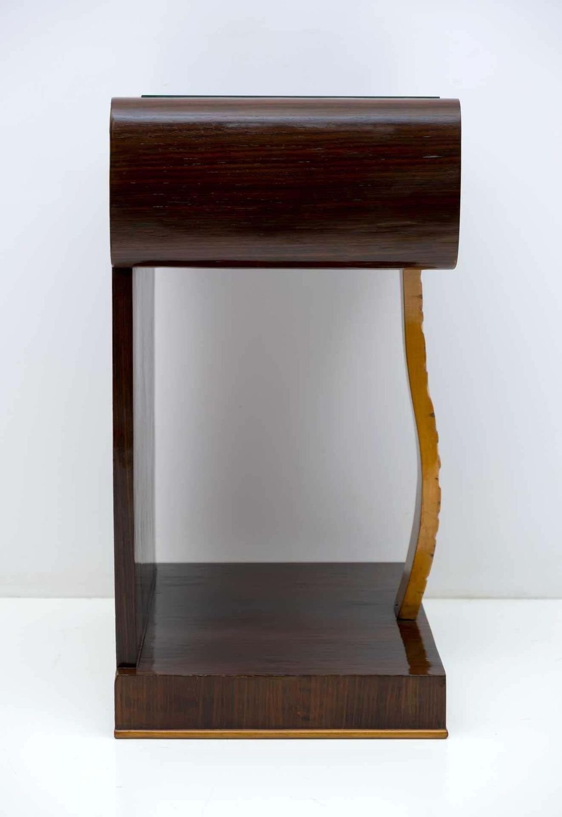 Pair Of Art Deco Italian Walnut Briar And Maple Bedside Tables, 1920s photo vintage