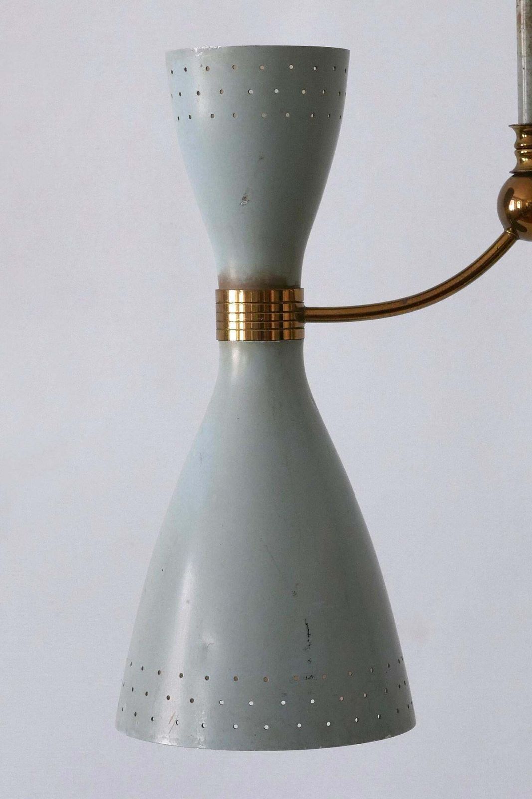 Rare Mid Century Modern Two Armed Diabolo Pendant Lamp Or Chandelier Italy 1950s photo Lighting