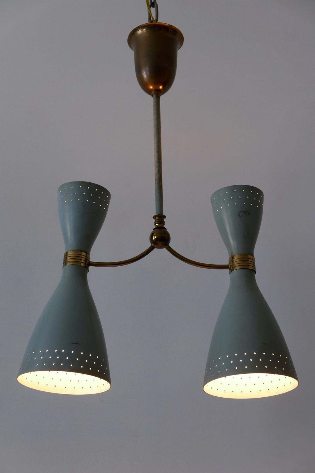 photo buy Rare Mid Century Modern Two Armed Diabolo Pendant Lamp Or Chandelier Italy 1950s