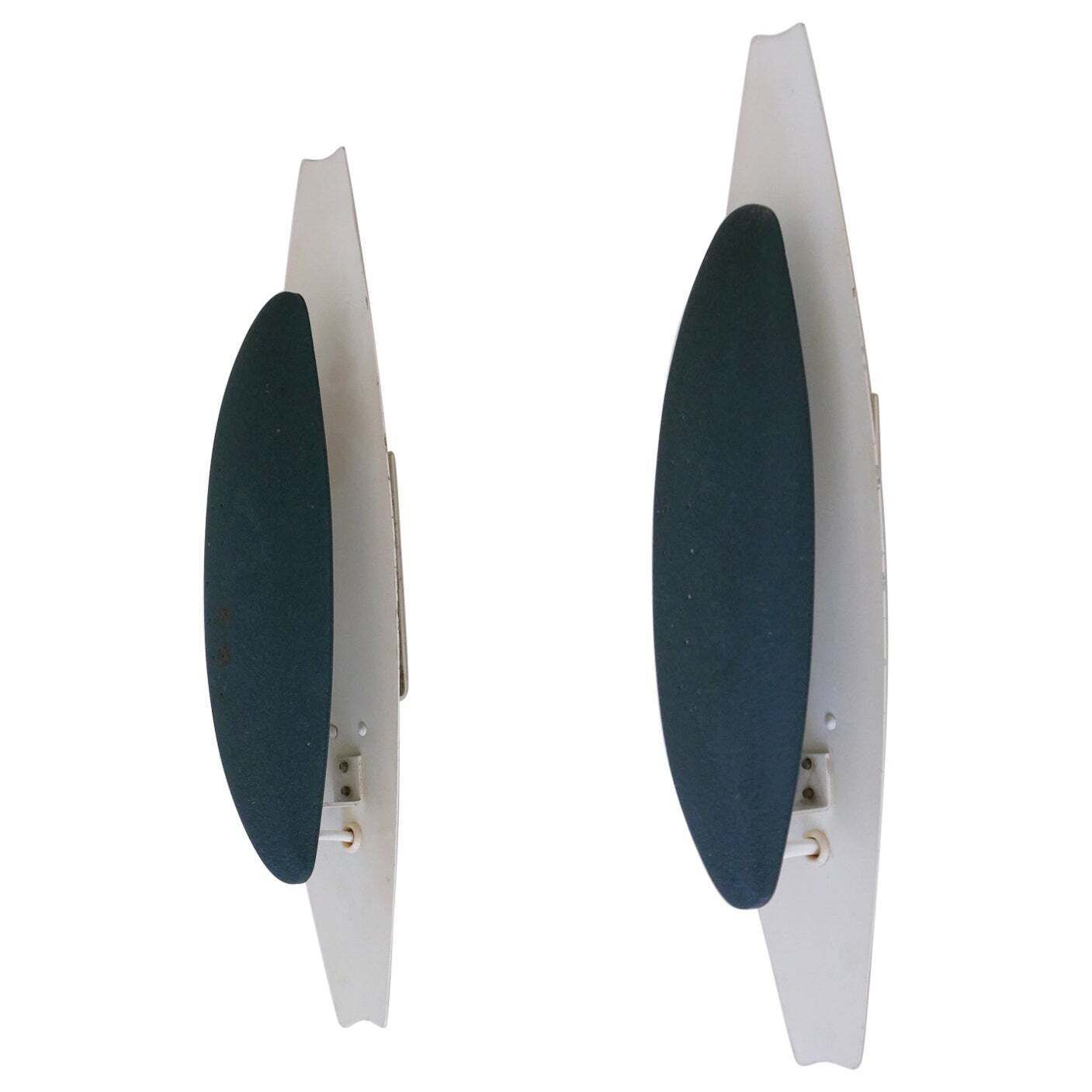 Set Of Two Rare & Elegant Mid Century Modern Sconces Or Wall Lights Sweden 1950s