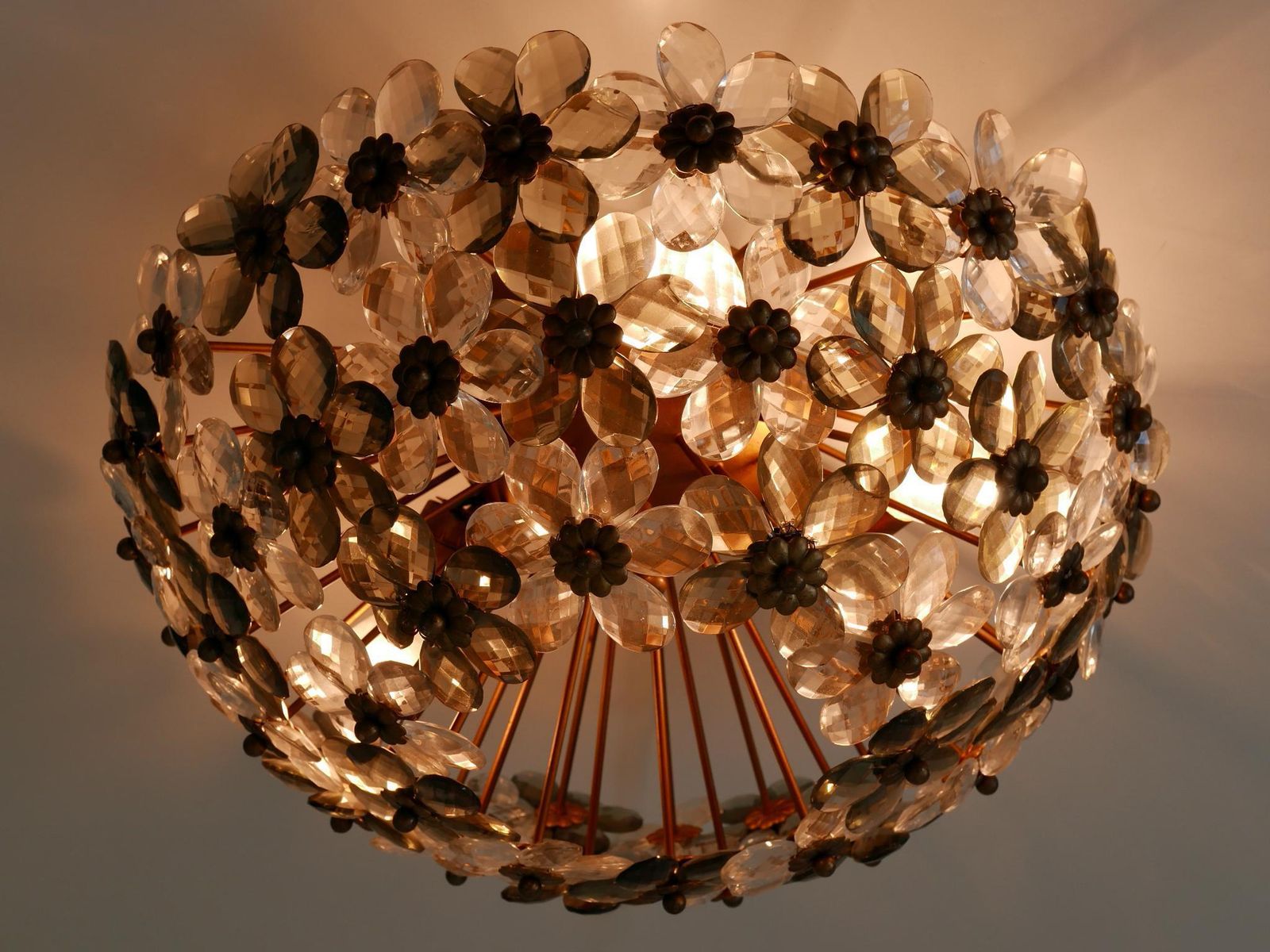 Amazing Mid Century Ceiling Floral Lamp Or Flush Mount By Banci Firenze 1970s photo Lighting