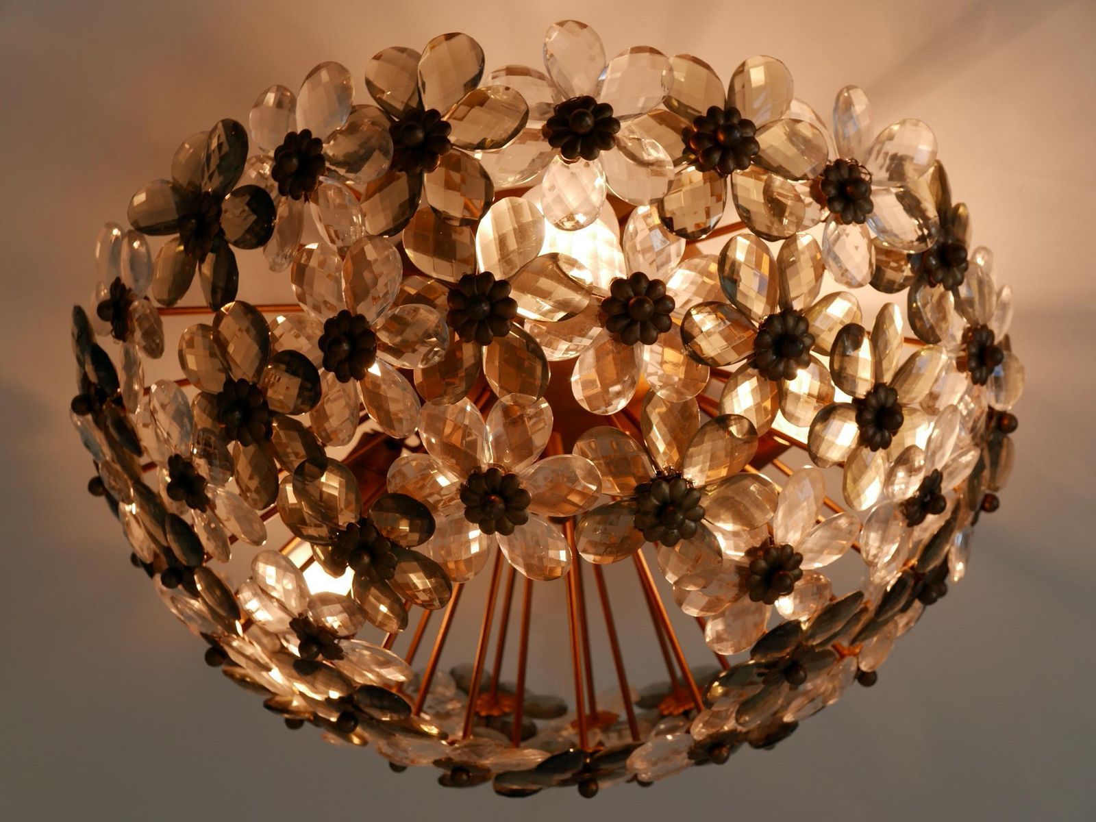 Amazing Mid Century Ceiling Floral Lamp Or Flush Mount By Banci Firenze 1970s photo vintage