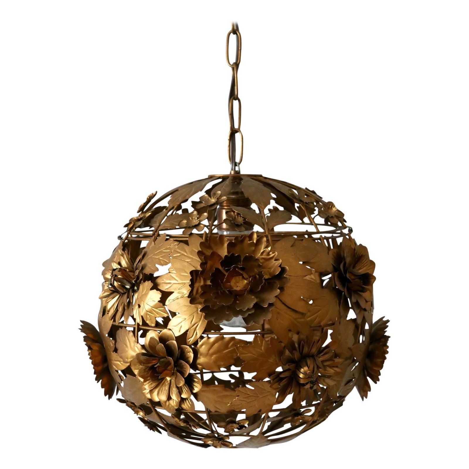 Rare & Gorgeous Mid Century Modern Metal Floral Pendant Lamp, Germany, 1960s