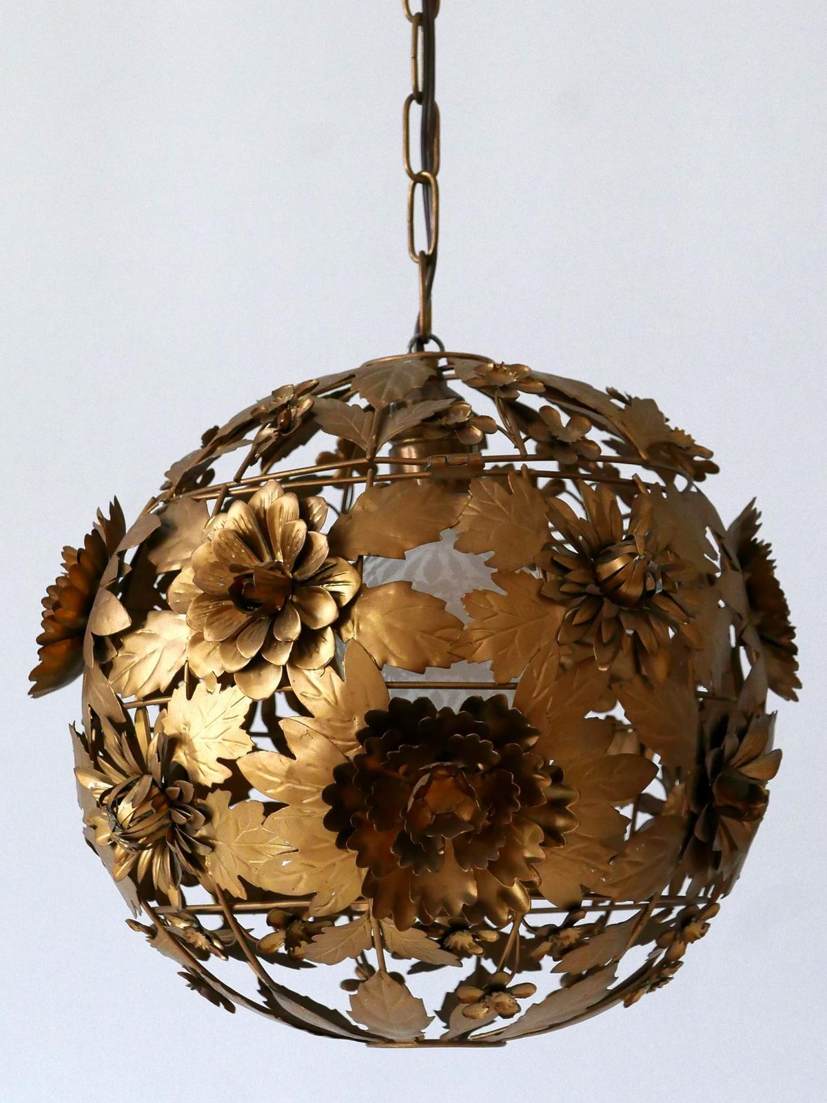 2144.0 Rare & Gorgeous Mid Century Modern Metal Floral Pendant Lamp, Germany, 1960s photo