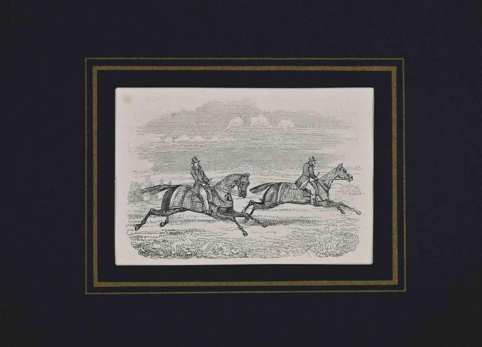 Unknowntwo Gentlemen Riding Horses   Lithograph   19th Century19th Century