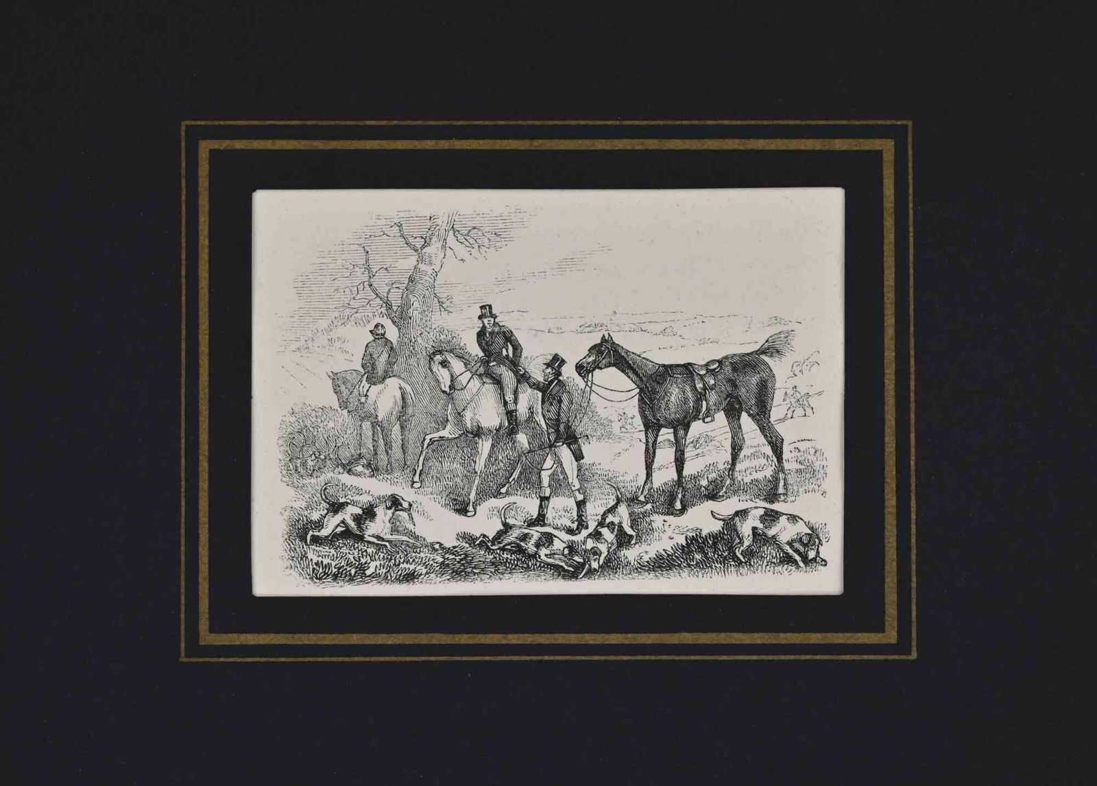 Unknowngentlemen And Hunting Dogs   Lithograph   19th Century19th Century