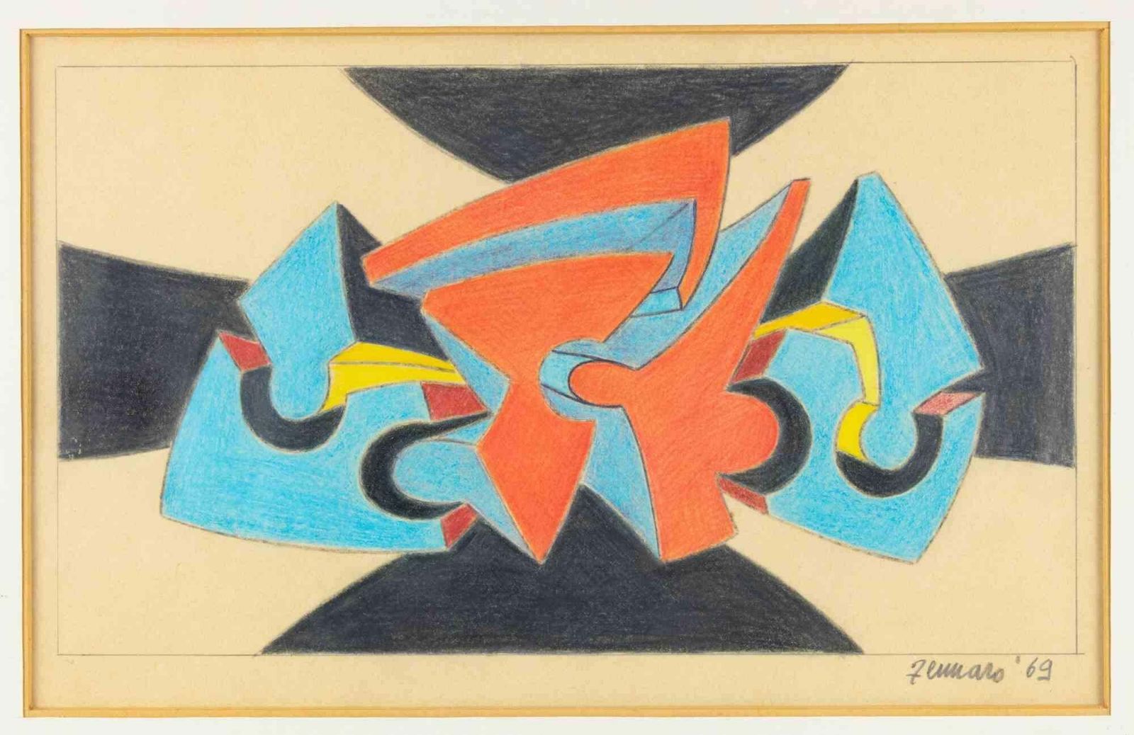 Giorgio Zennaroabstract Composition   Pastel By Giorgio Zennaro   19691969 photo furniture