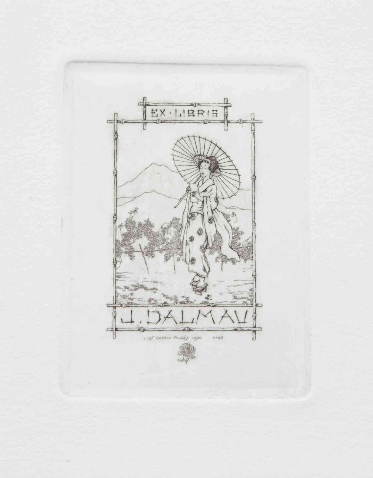 Luis Garcia Falgàsex Libris J. Dalmau   Etching By Luis Garcia Falgàs   Early 20th Centuryearly 20th Century