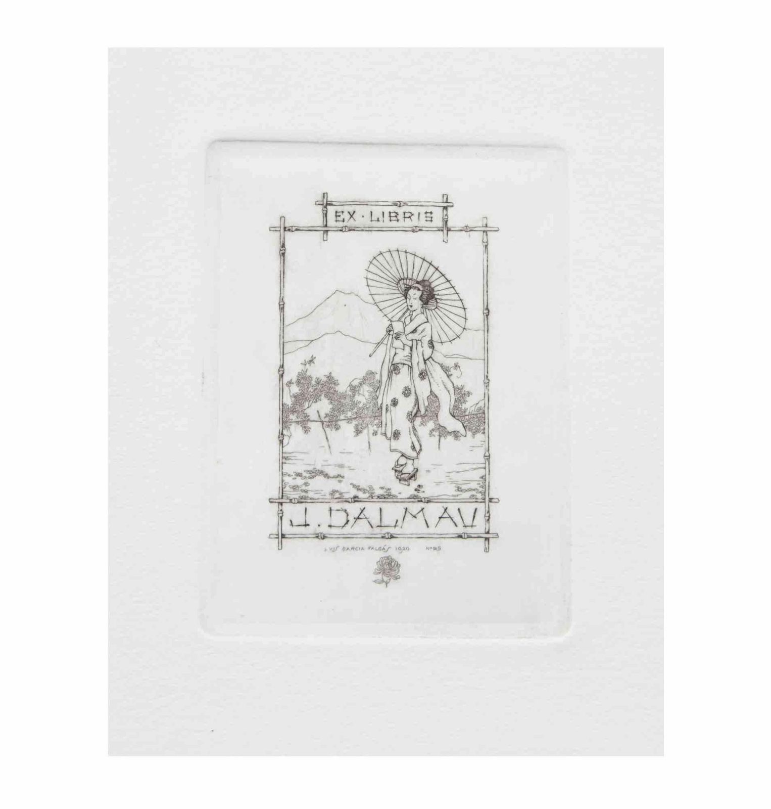 Luis Garcia Falgàsex Libris J. Dalmau   Etching By Luis Garcia Falgàs   Early 20th Centuryearly 20th Century photo furniture