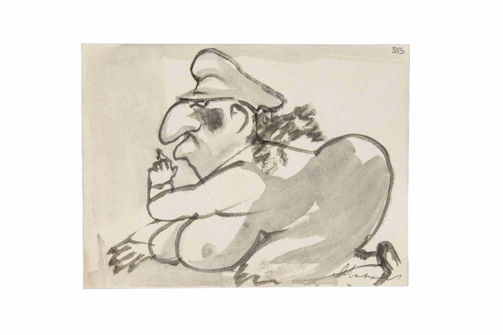 Mino Maccariportrait Of Minister Scelba   Drawing By Mino Maccari   19541954