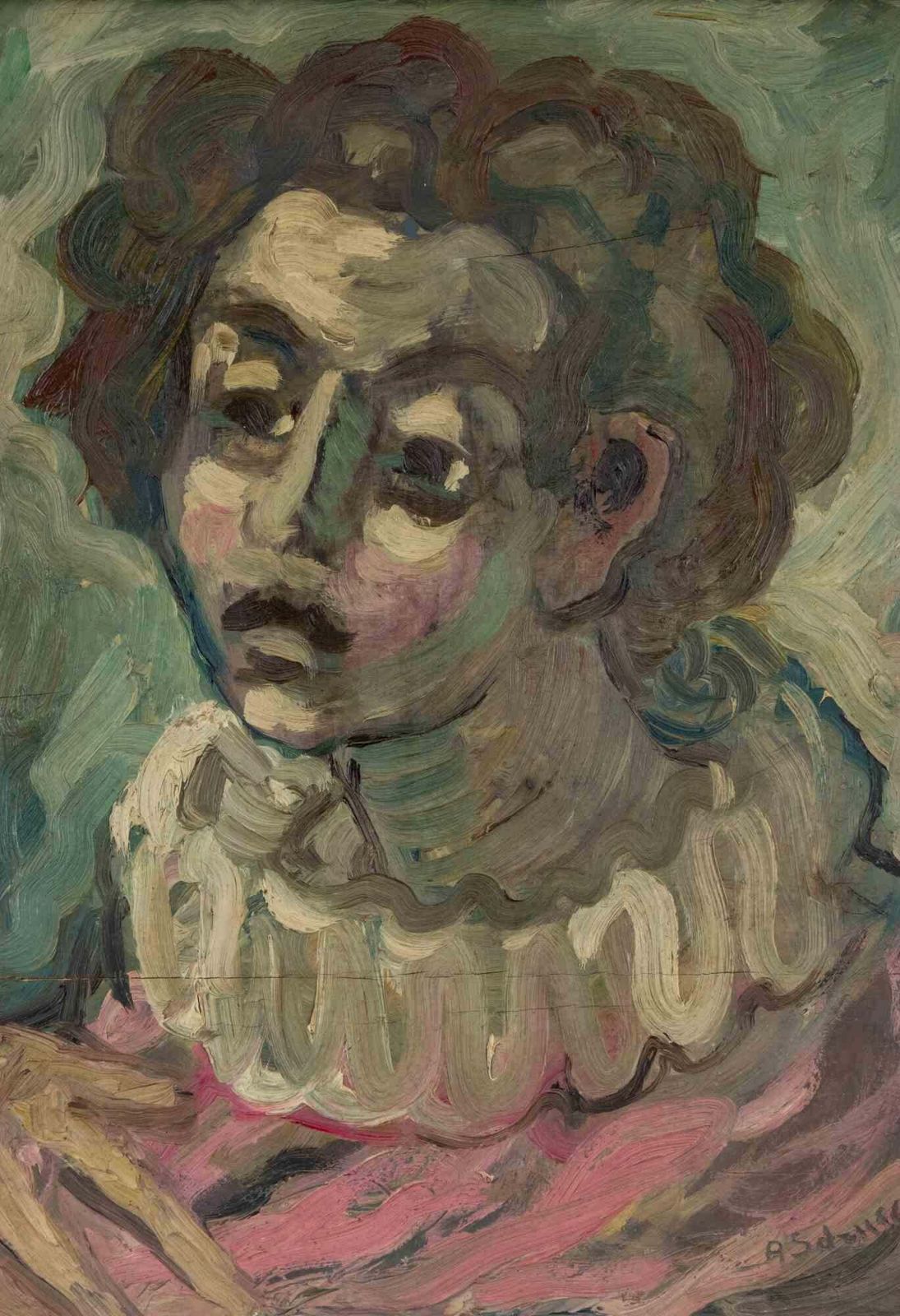 Achille Sdrusciaportrait Of Woman   Oil Paint By Achille Sdruscia   1970s1970s photo for sale