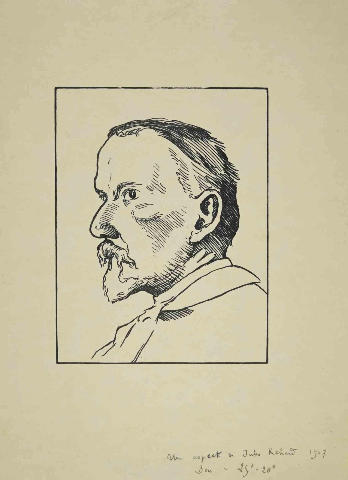 Paul Emile Colinportrait Of Jules Lenard   Woodcut By Paul Emile Colin   19071907