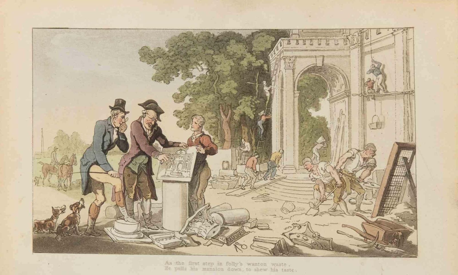 Thomas Rowlandsonas The First Step In Folly's Wanton Waste   Etching By Thomas Rowlandson   18171817