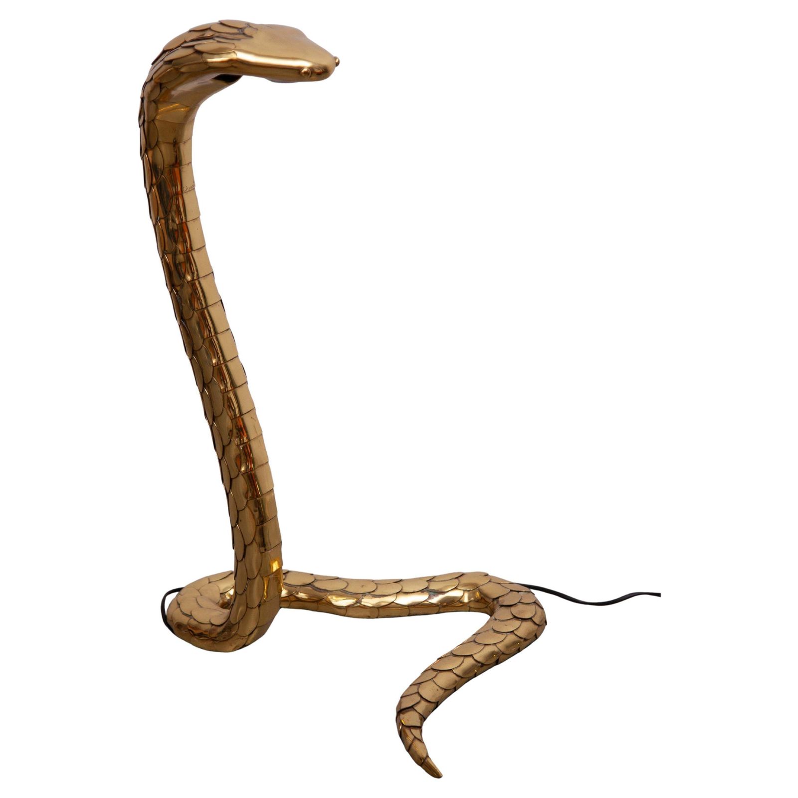 Large Floor Lamp, Cobra Sculpture Signed By Alain Chevret, 1985, France photo furniture
