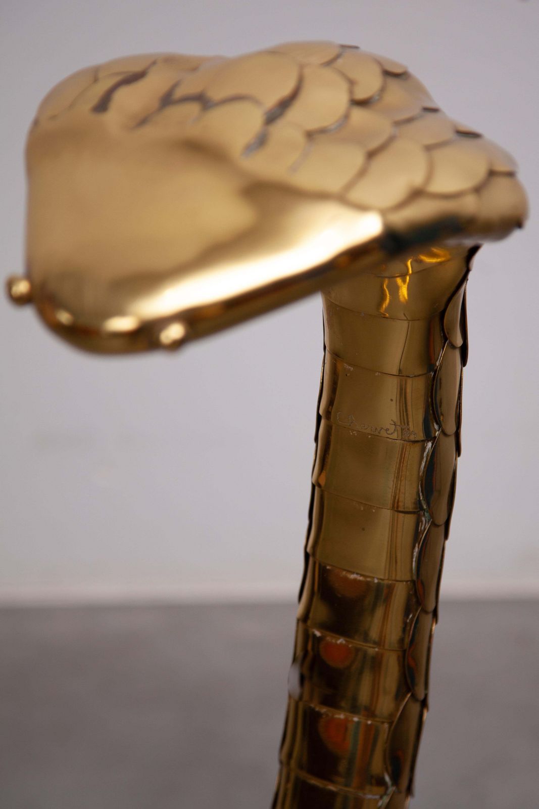 photo for sale Large Floor Lamp, Cobra Sculpture Signed By Alain Chevret, 1985, France