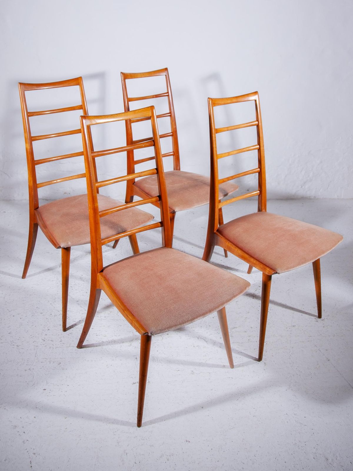 1702.0 Set Of Four High Back Ladder Dining Chairs Designed By Dettinger, Germany photo