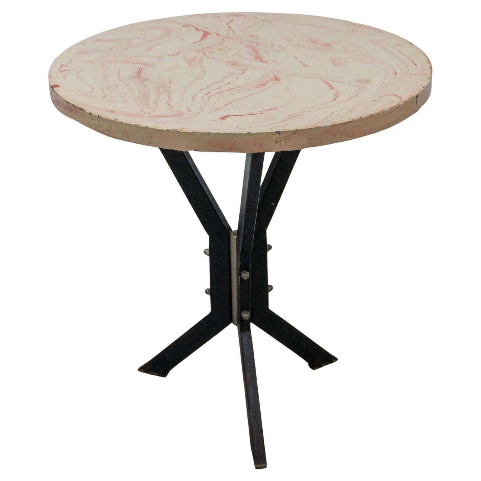 Set Of Two Round Outdoor Terrace Stone Top Tables, France, 1930s