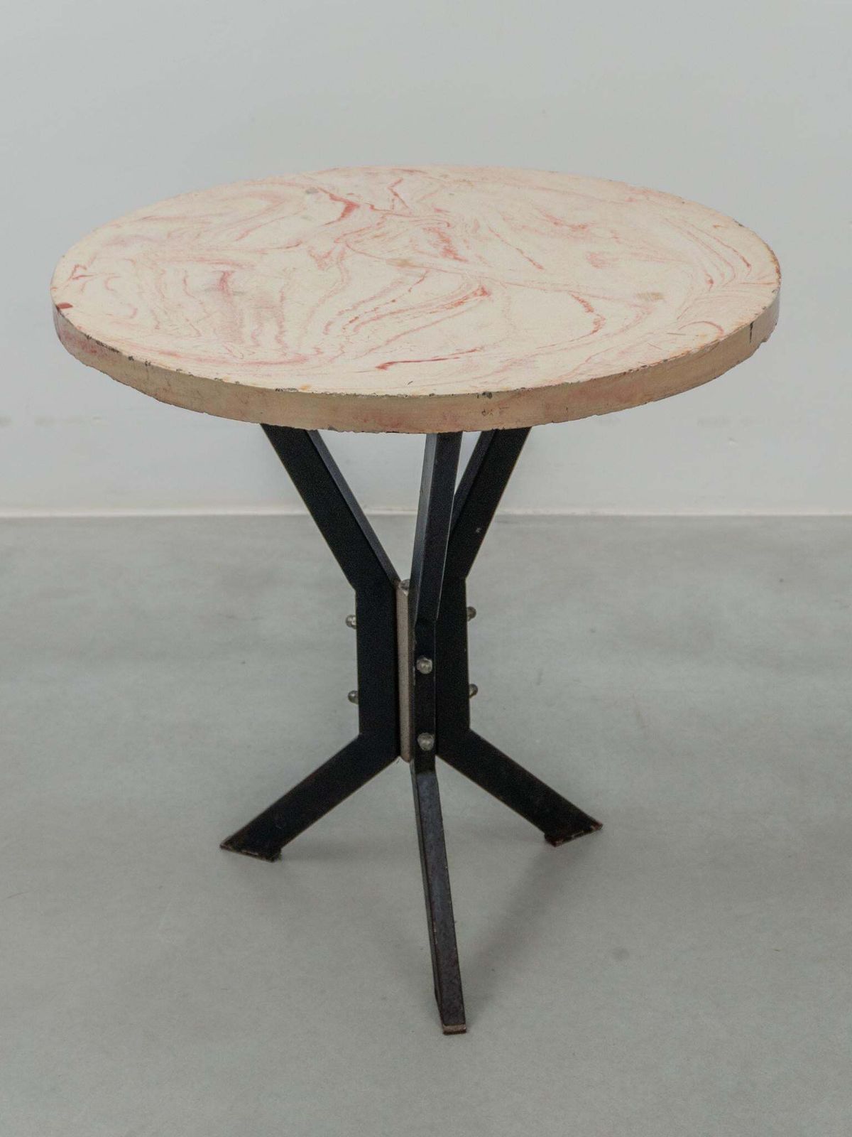 Set Of Two Round Outdoor Terrace Stone Top Tables, France, 1930s photo furniture