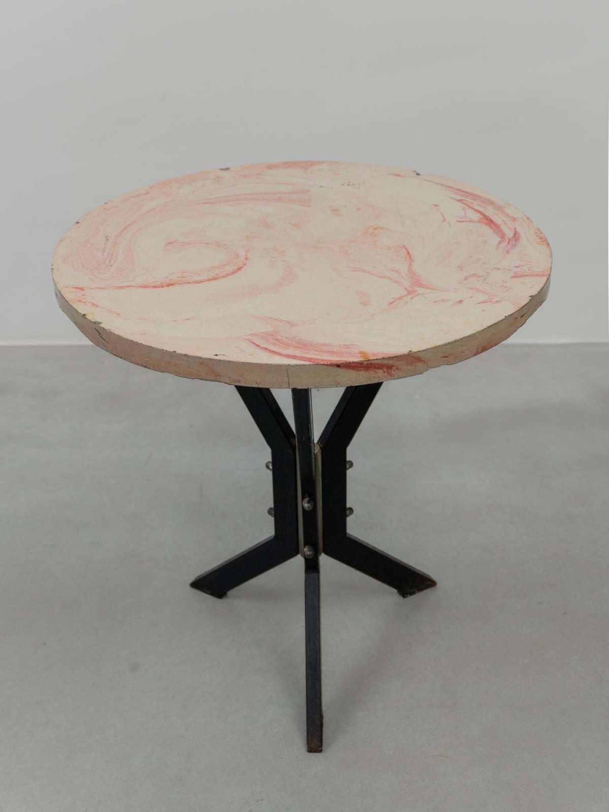 photo vinterior Set Of Two Round Outdoor Terrace Stone Top Tables, France, 1930s