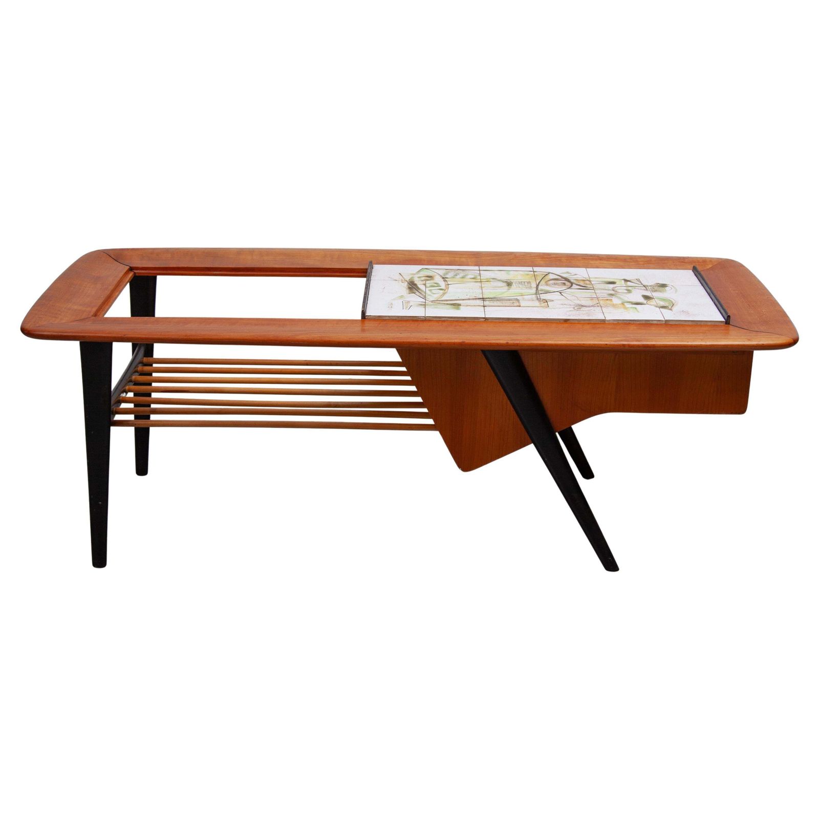 1958 Alfred Hendricks Coffee Bar Table With Figurative Tiles Tray