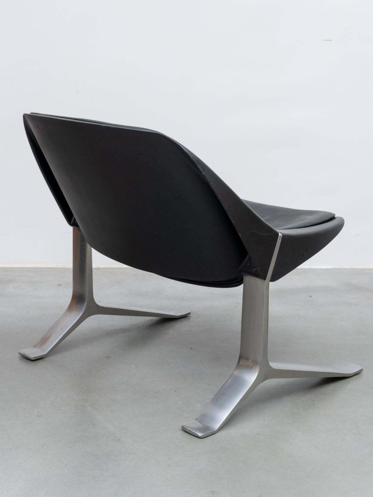 Pair Of Knut Hesterberg Lounge Black And Chrome Club Arm Chairs, Germany 1971 photo buy