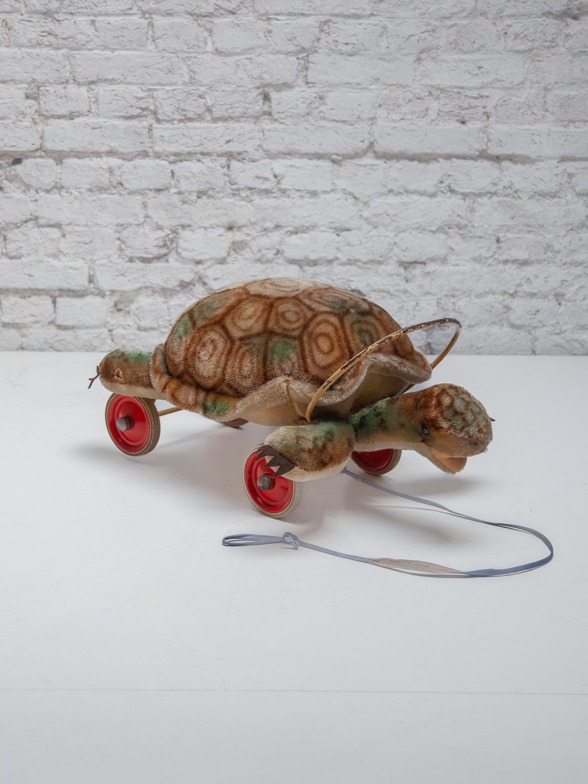 Children Steiff Large Plush Turtle Toy With Glass Button Eyes 1960s And Wheels photo furniture