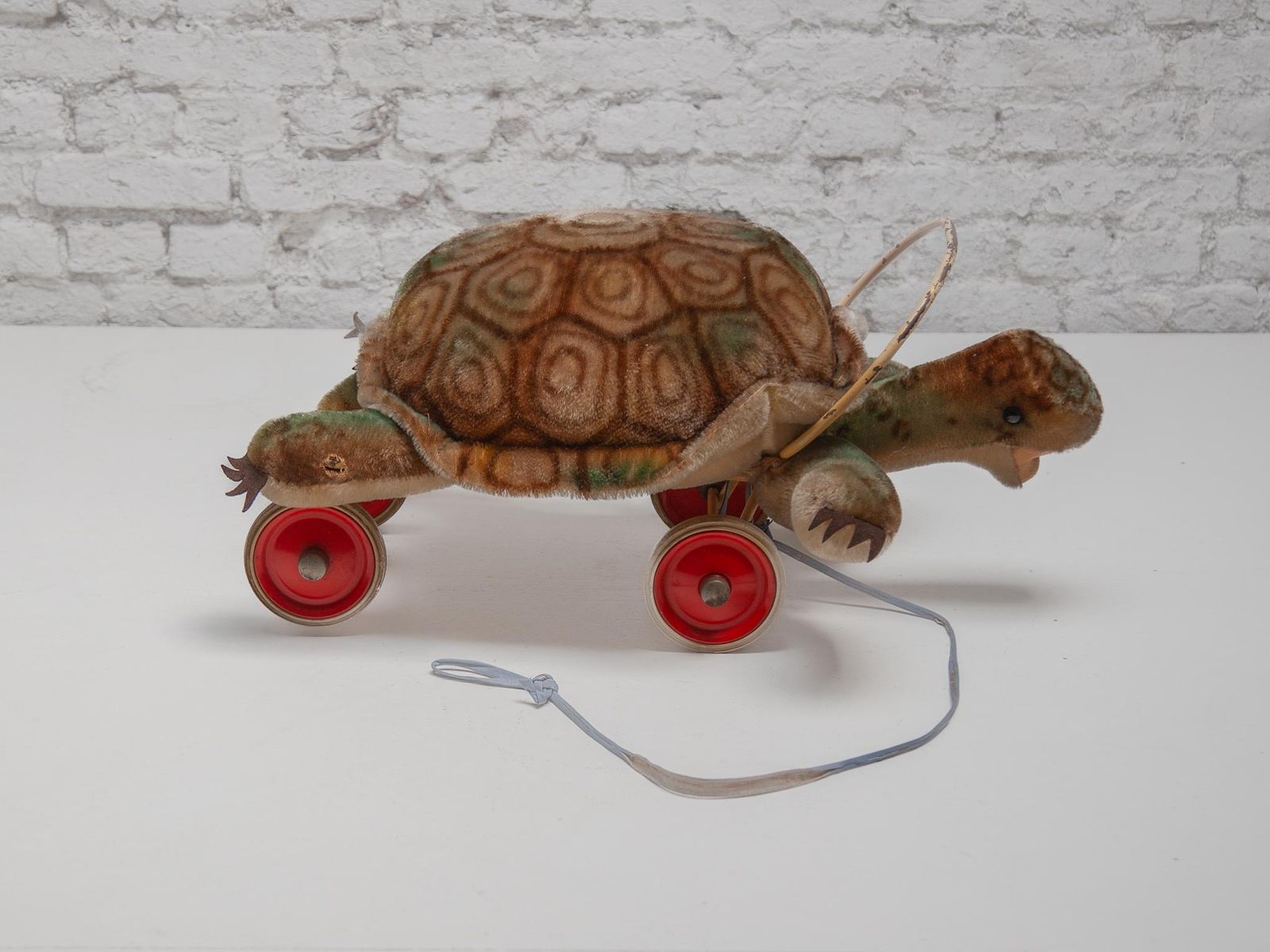 Children Steiff Large Plush Turtle Toy With Glass Button Eyes 1960s And Wheels photo Home Decor