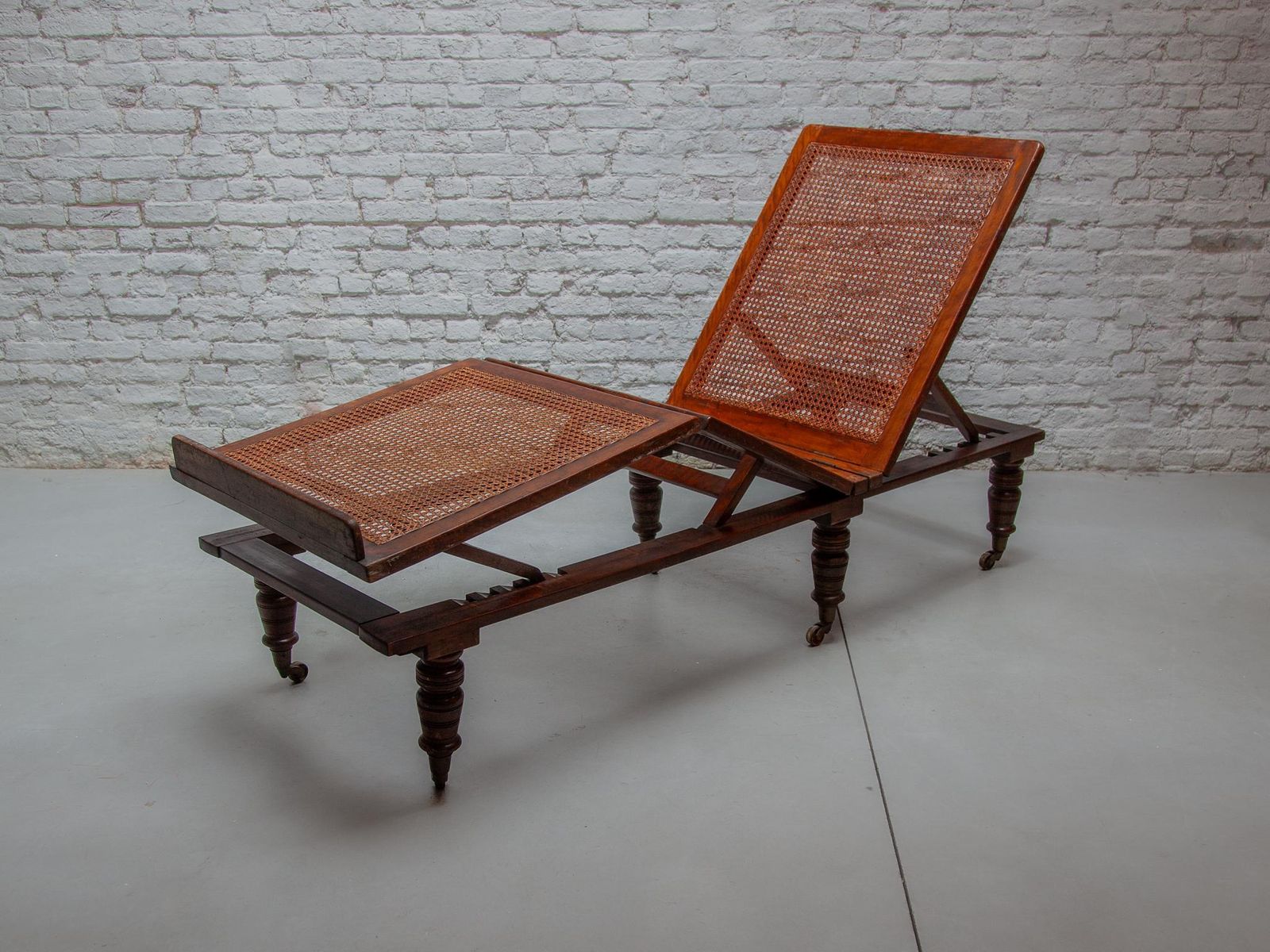 Antique Exotic Folding & Adjustable Daybed "British Campaign Furniture" London photo vintage