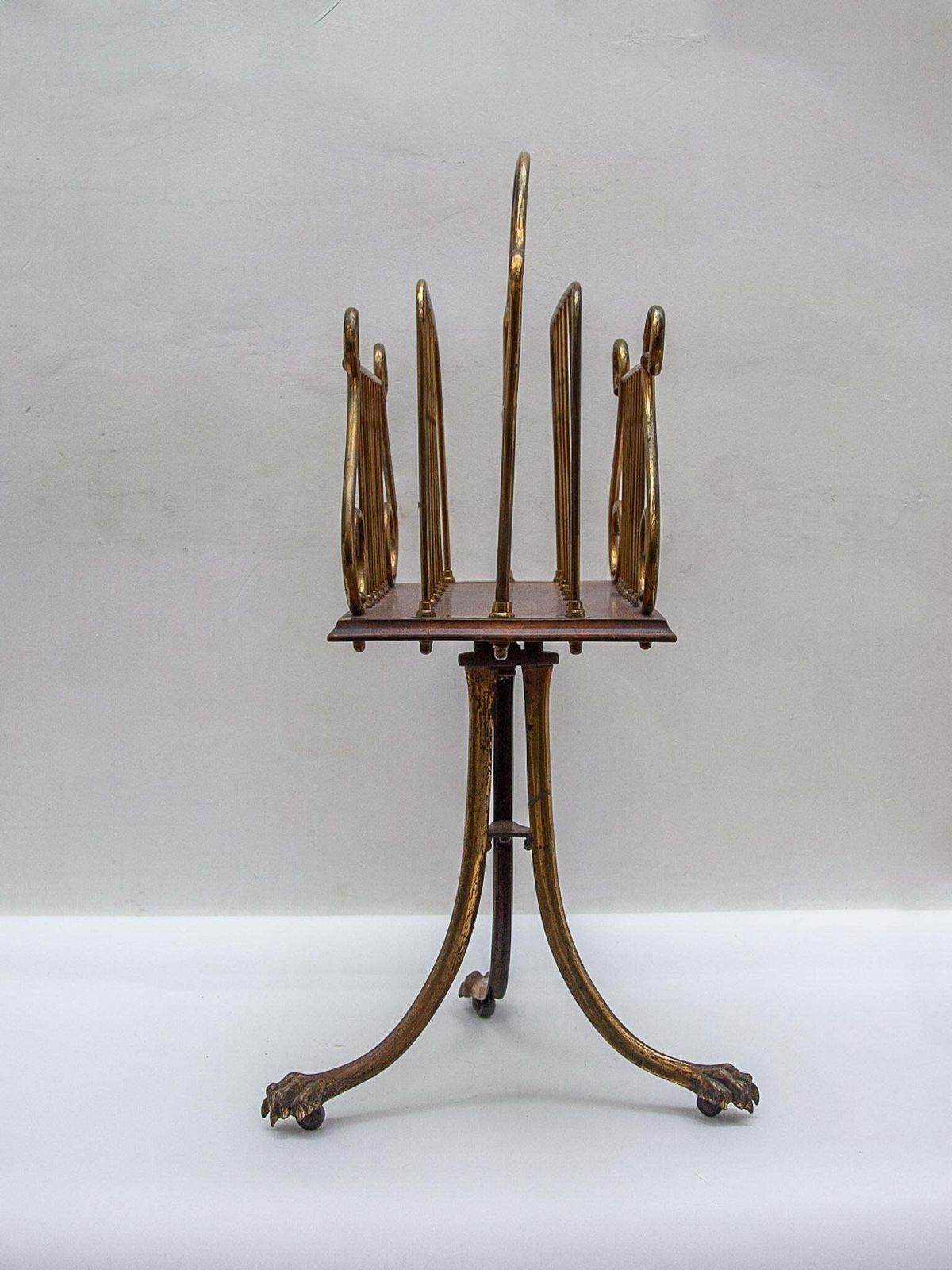 Victorian Brass Magazine Rack, Lion Feet, 19th Century photo vinterior