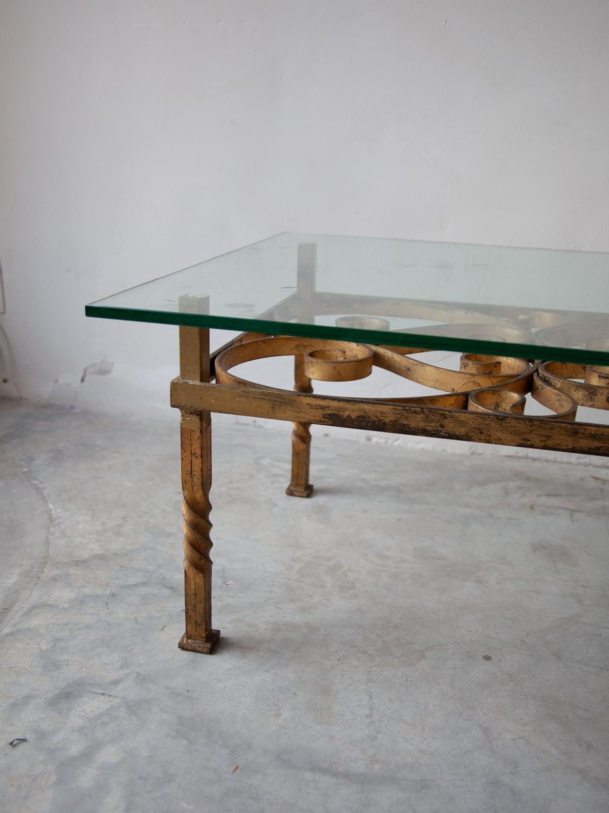 Large Wrought Iron Coffee Table In The Manner Of Gilbert Poillerat, France, 1950s photo vinterior