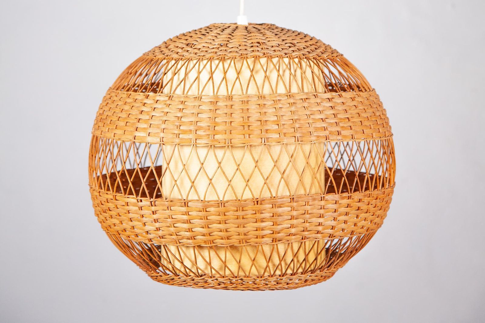 Organic Wicker Rattan Globe Pendant Or Hanging Light, 1950s photo furniture