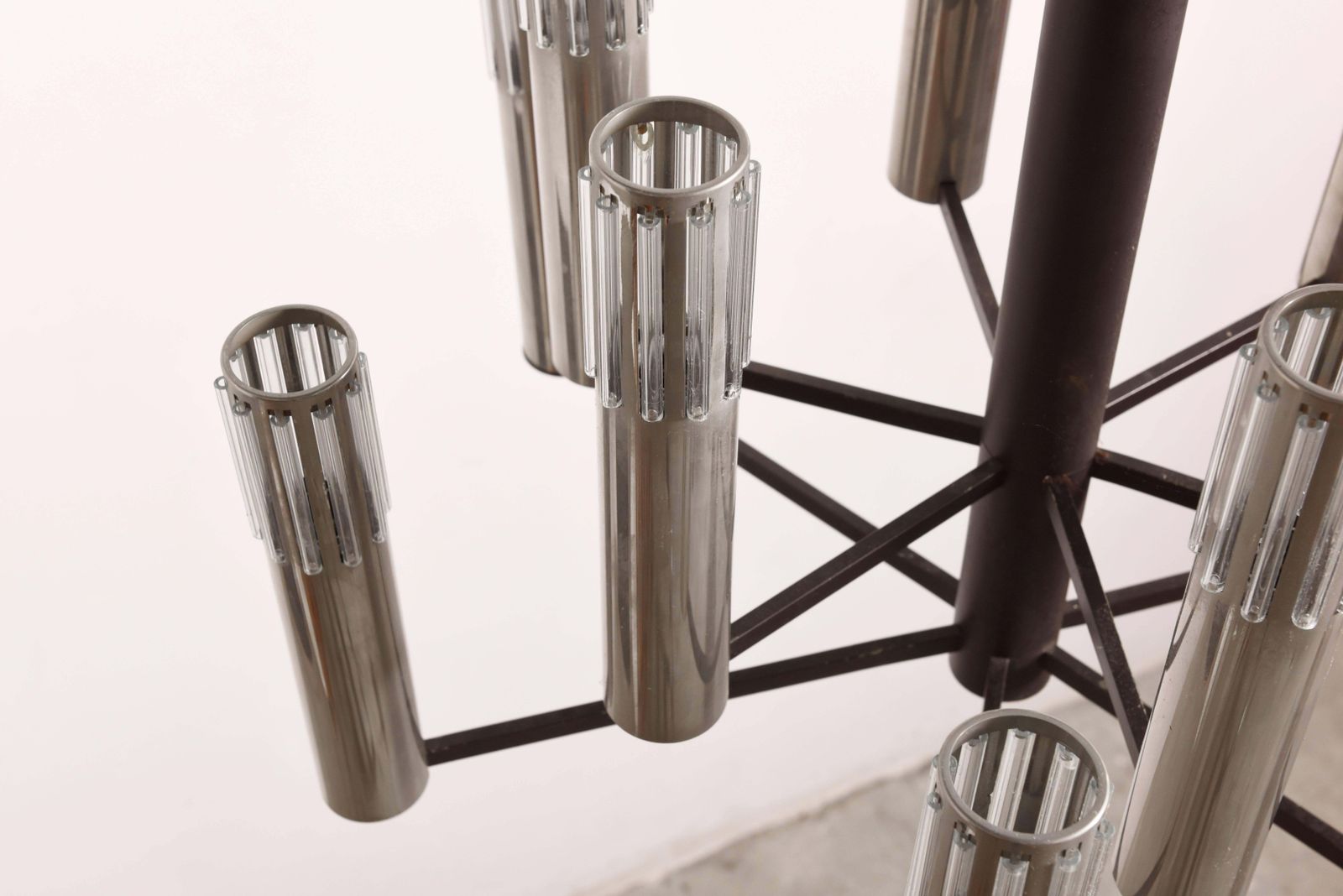 Chrome And Clear Glass Twelve Shade 1960s Chandelier By Schmahl & Schulz, Germany photo buy