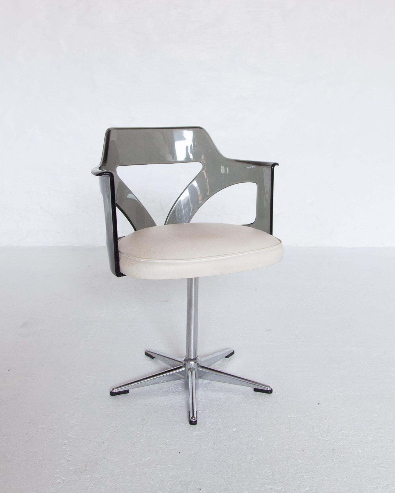 Spage Age Smoked Plexi Glass Swivel Desk Chair, 1960s photo furniture