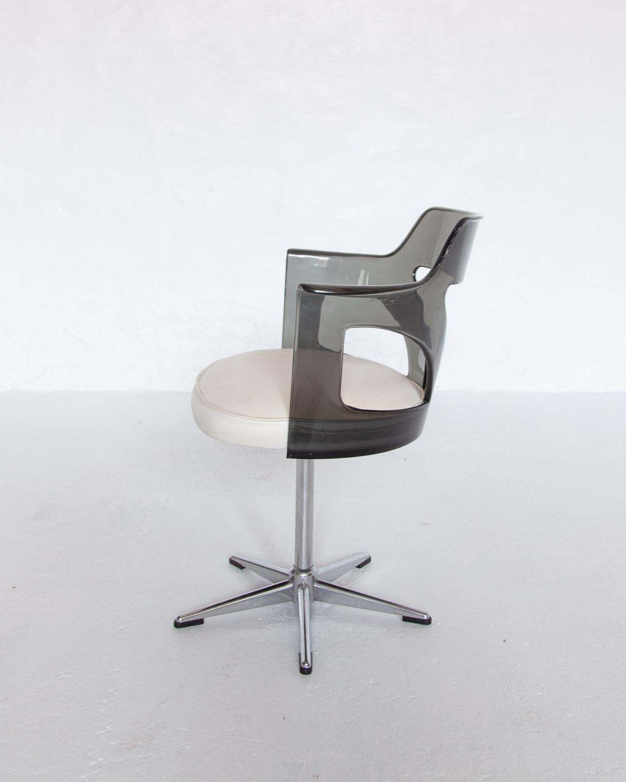 Spage Age Smoked Plexi Glass Swivel Desk Chair, 1960s photo Furniture