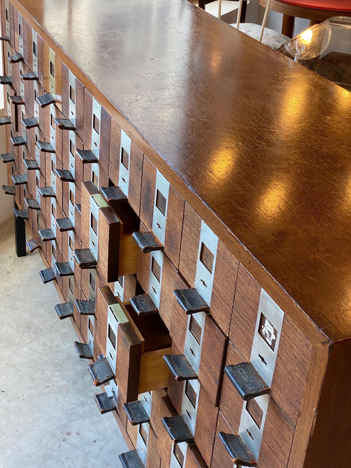 Large Fifty Drawers Shop Counter, Display Sideboard 1958 De Coene, Belgium photo vinterior