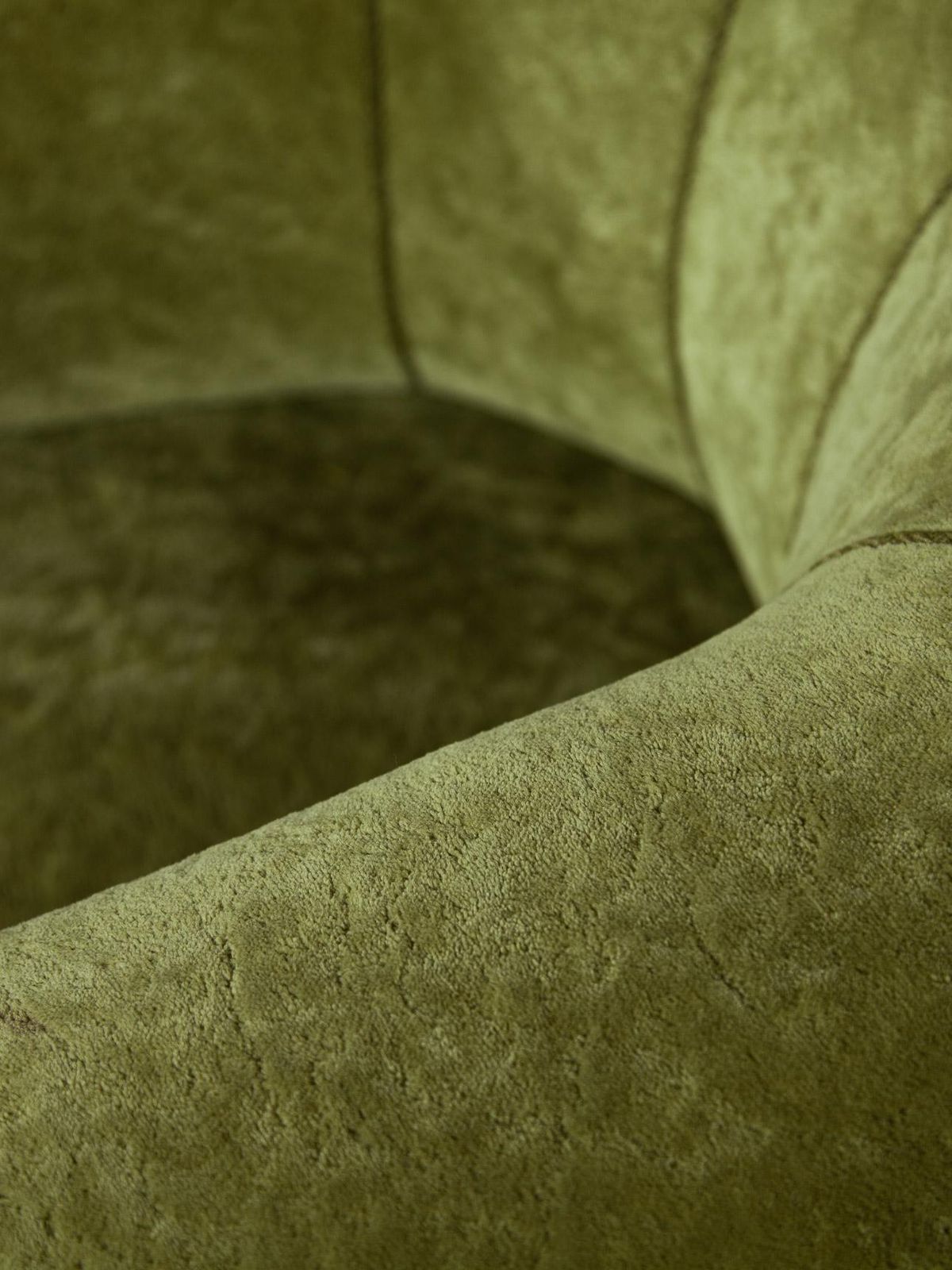 photo for sale Art Deco Lounge Chairs In Green Olive Velvet Upholstery