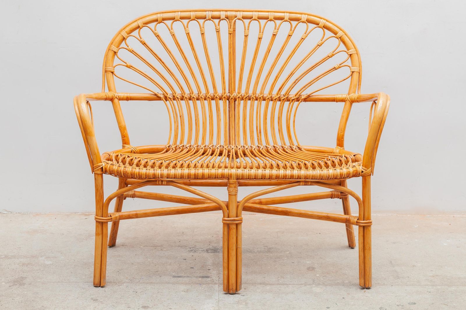 Boho Bamboo Two Seater And Coffee Table 1970s, Italy photo furniture