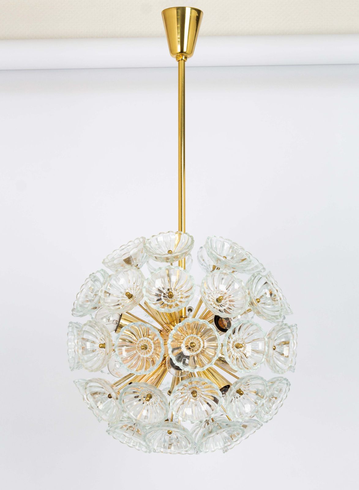 Stunning Floral Glass And Brass Sputnik Chandeliers, Germany, 1960s photo furniture