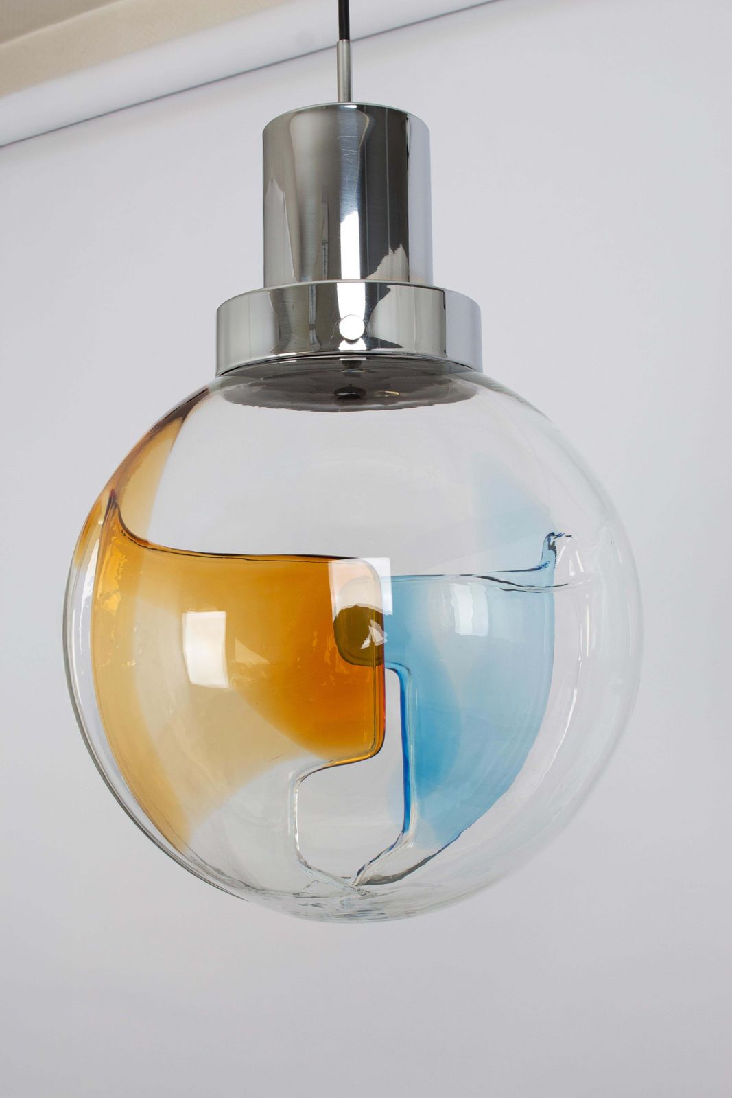 Stunning Murano Ball Pendant Light By Toni Zuccheri For Kaiser, Germany, 1970s photo vintage