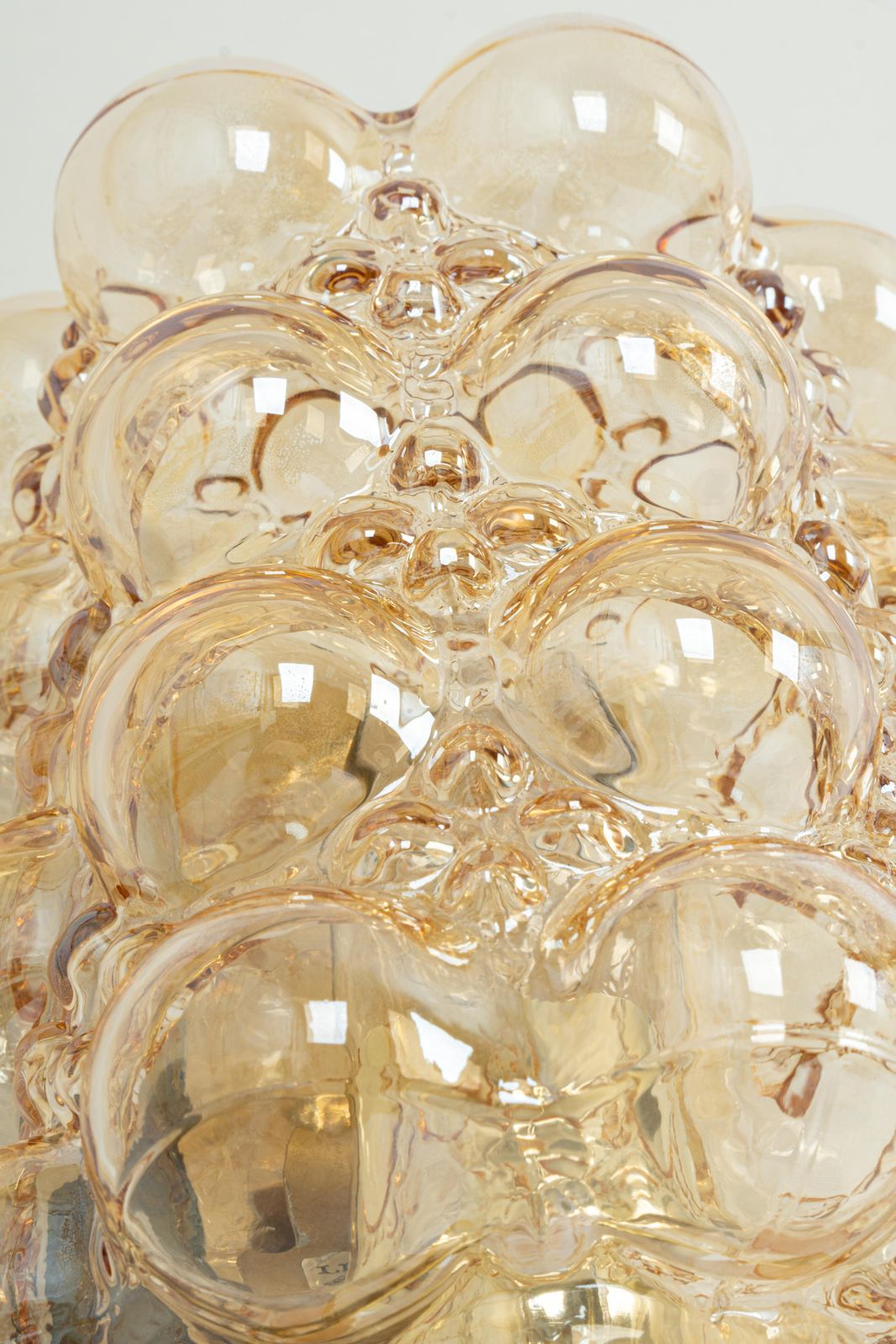 Lighting Pair Of Amber Bubble Glass Sconces By Helena Tynell, Limburg, Germany photo