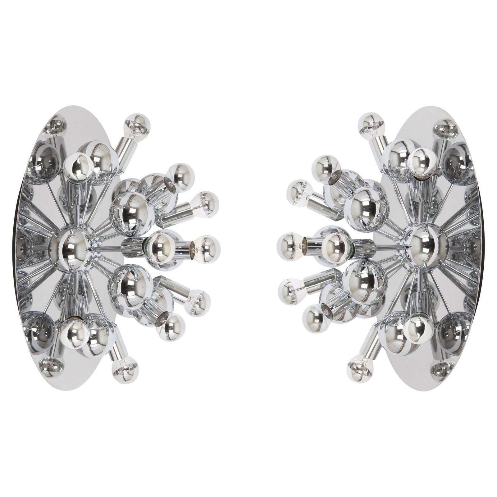 1 Of 2 Large Sputnik Flushmount Or Wall Sconce By Cosack, Germany, 1970s