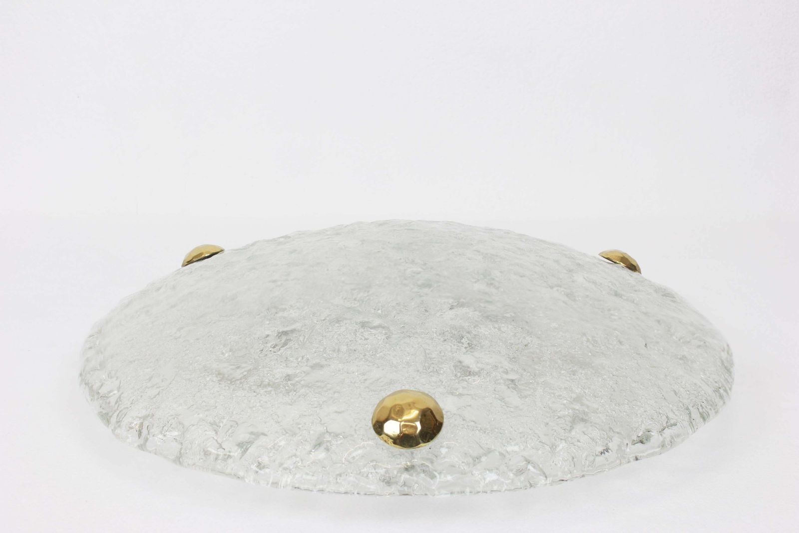 1 Of 4 Large Round Murano Ice Glass Flushmount By Hillebrand, Germany, 1970s photo for sale