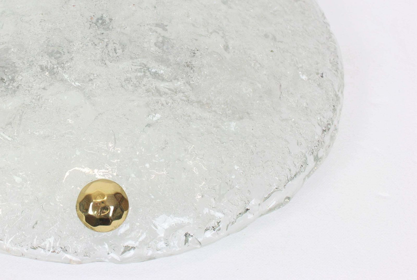 1 Of 4 Large Round Murano Ice Glass Flushmount By Hillebrand, Germany, 1970s photo 943.0