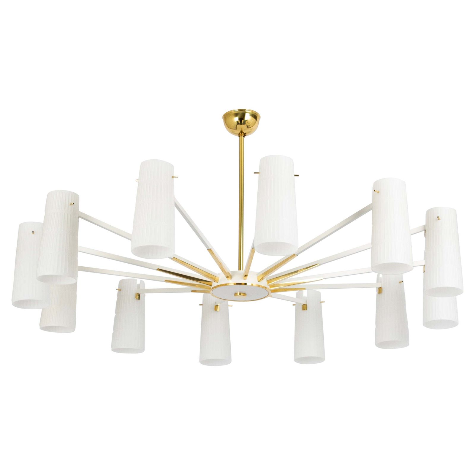 Extra Large Glass Sunburst Chandelier, Stilnovo Style, 1950s