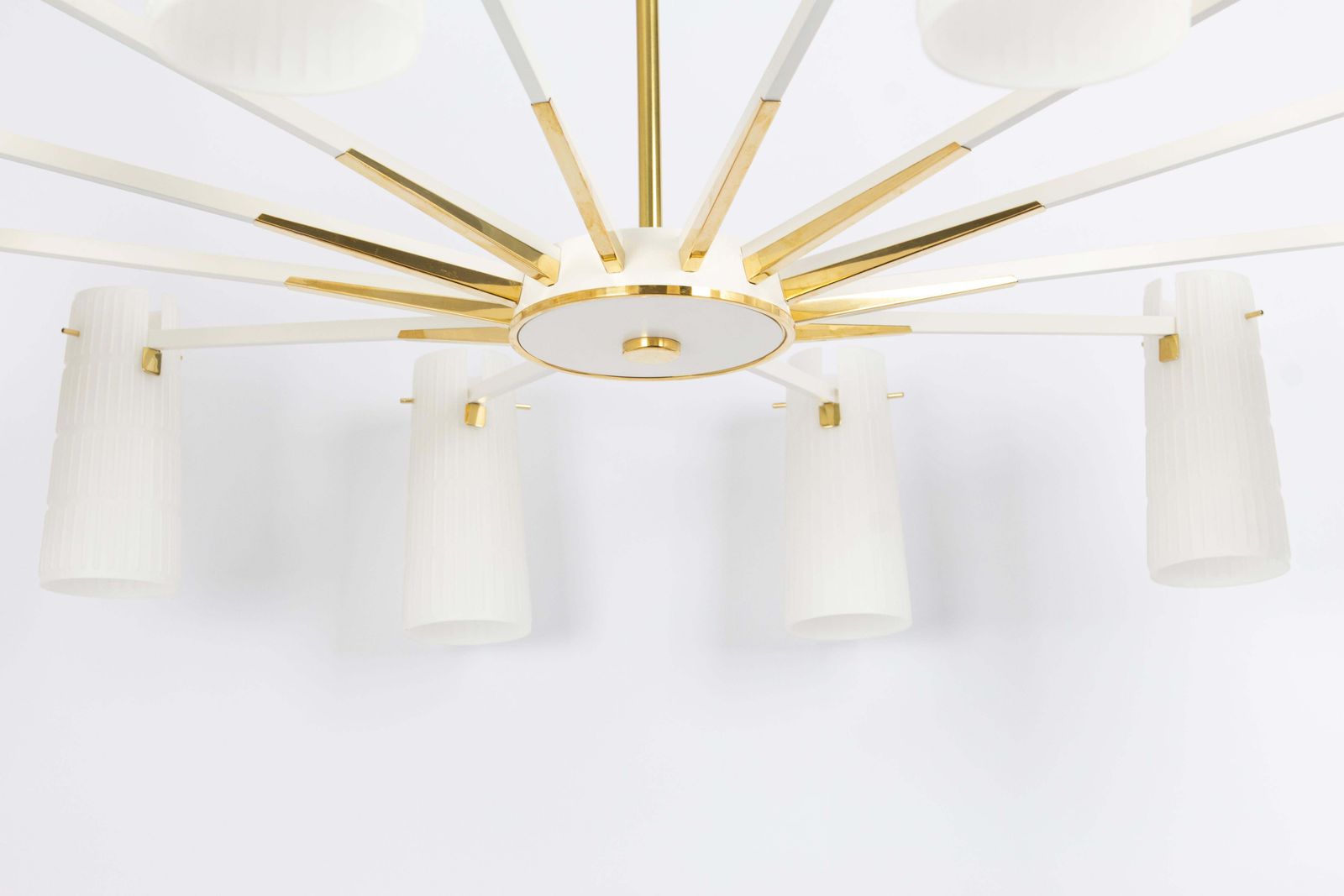 Extra Large Glass Sunburst Chandelier, Stilnovo Style, 1950s photo Lighting