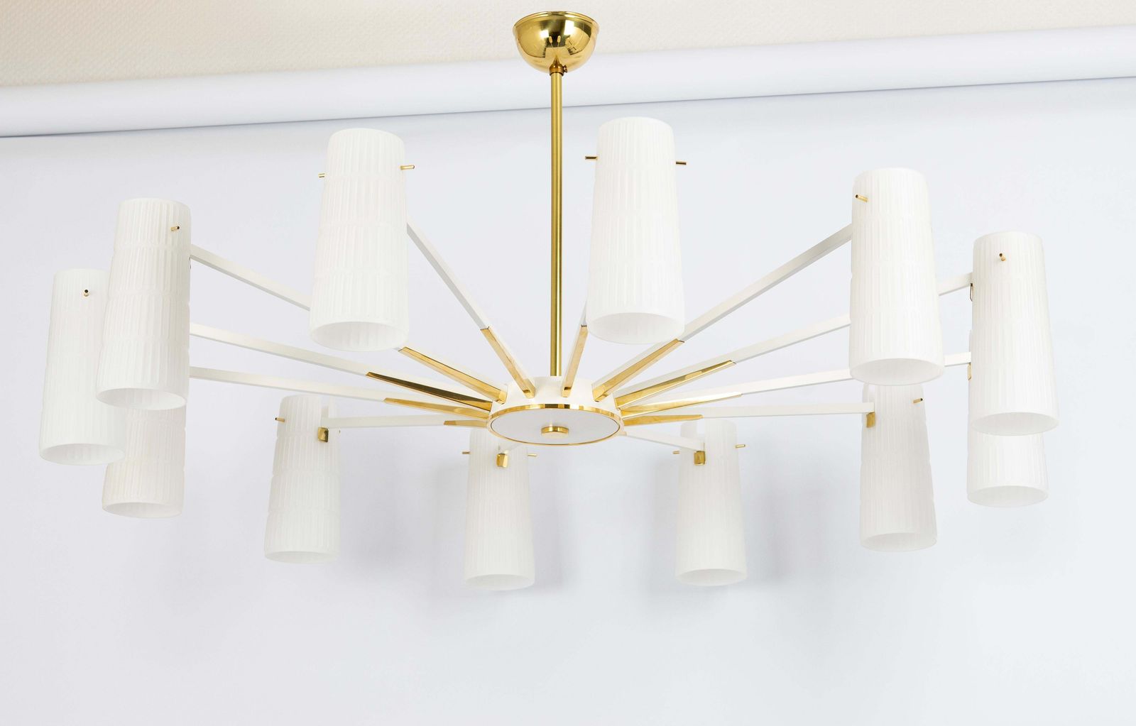 Extra Large Glass Sunburst Chandelier, Stilnovo Style, 1950s photo vintage